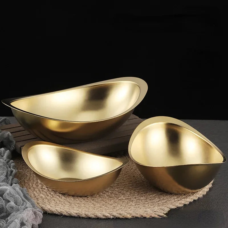 304 stainless steel golden ingot bowl Korean salad bowl commercial dessert snack bowl Korean cuisine tableware