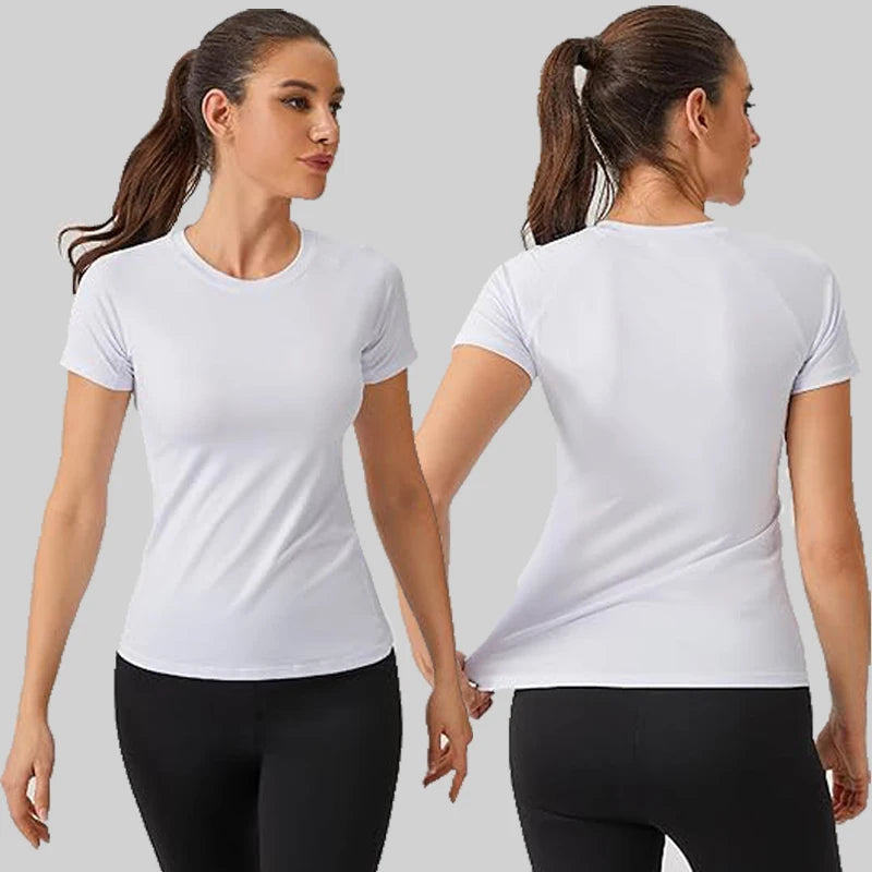 Women's Compression Shirt Short Sleeve Athletic Yoga Running T-Shirt Summer Gym Workout Quick Dry Stretchy Tees Tops Baselayer