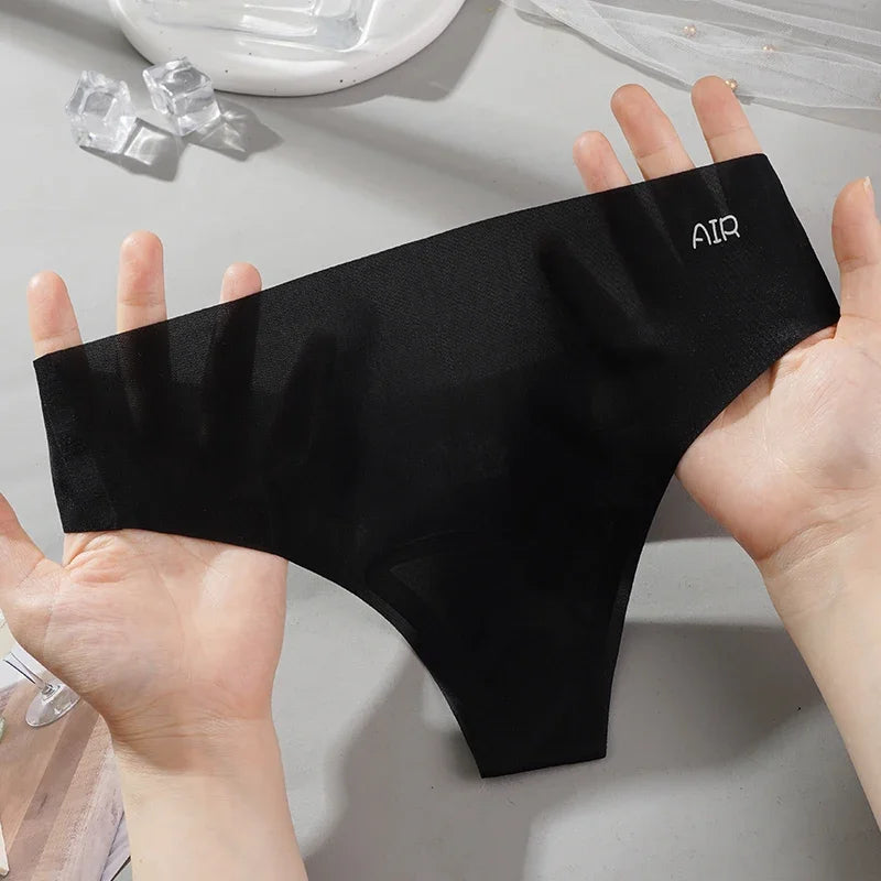 Transparent Thong Panties Women Ultra-thin Sense Sexy Female Seamless Low-rise Solid Color T-pants Quick Drying Underwear