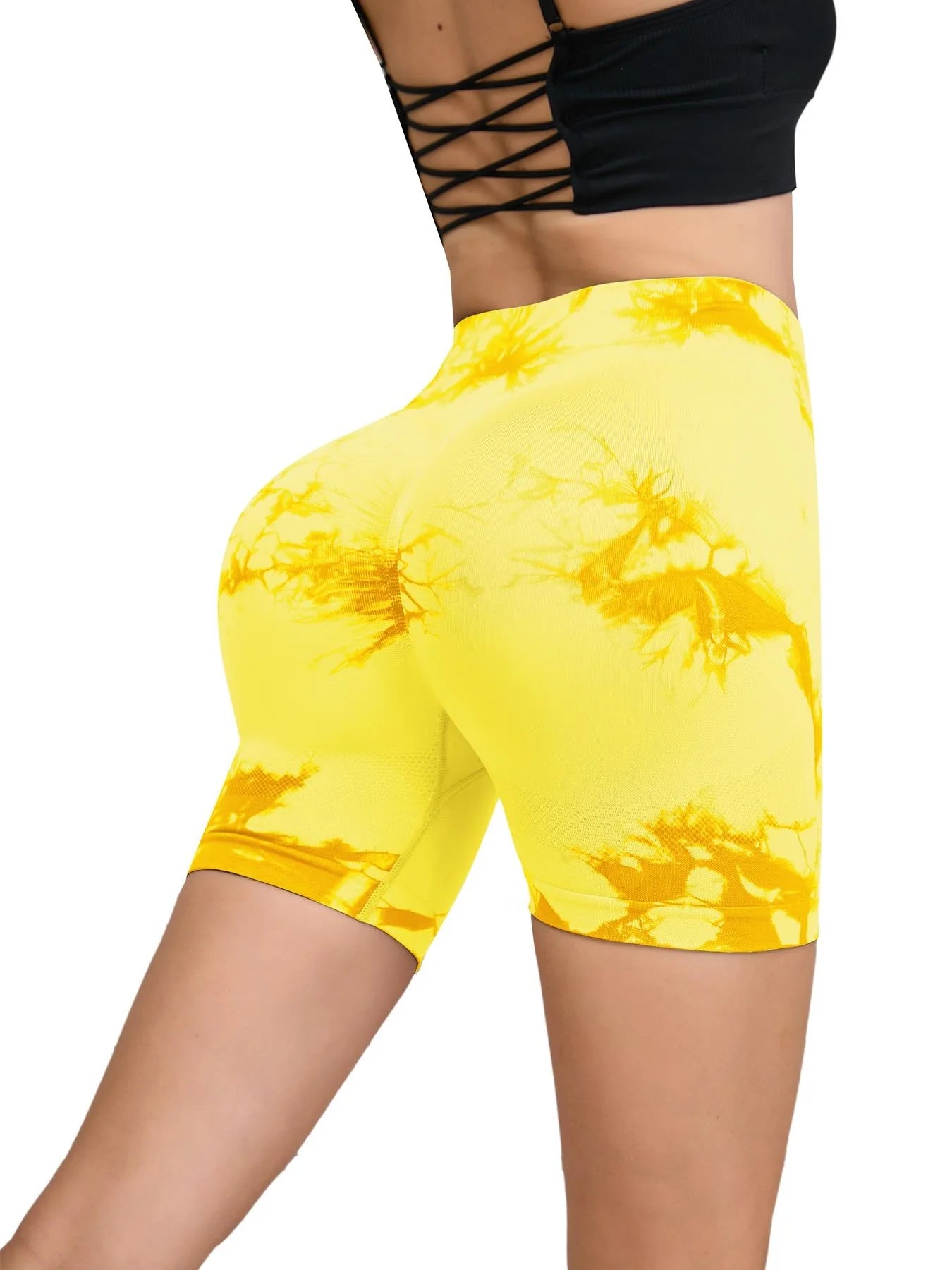 Tie Dyed Seamless Fitness Pants Women's High Waist and Hip Lifting Sports Tight Shorts Running Sexy Peach Fitness Yoga Shorts