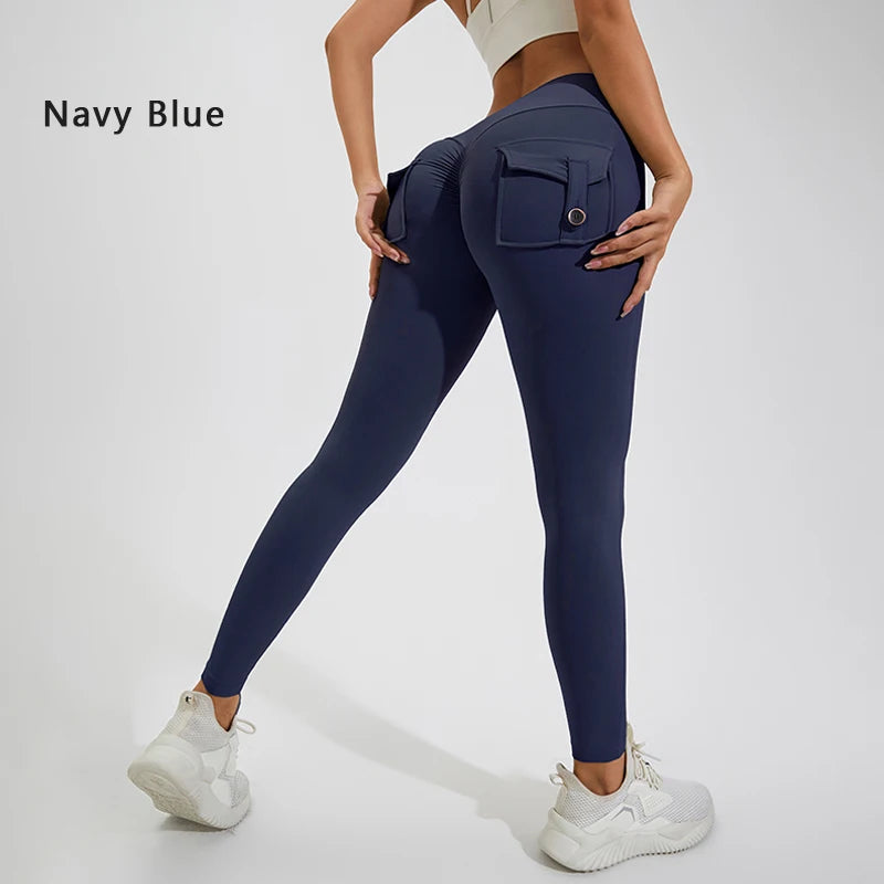 DIAS FIT JOY Nylon Yoga pants buttocks pocket tight pants women's sports fitness pants hip lifting Breathable No T Line