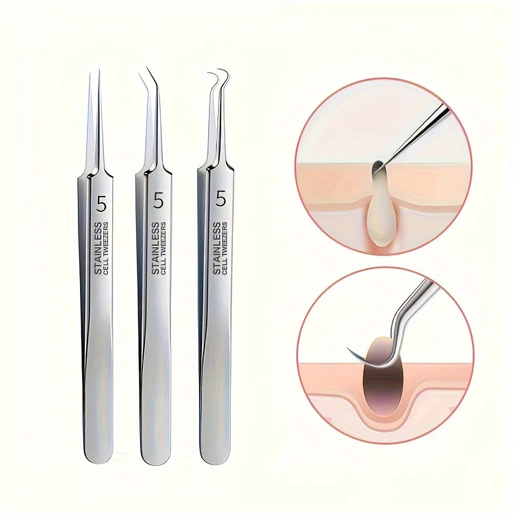 1 Pack Extra Fine No. 5 Cellular Acne Blackhead Tweezers - Facial Beauty Remove Acne Needle Tools for Skin Care