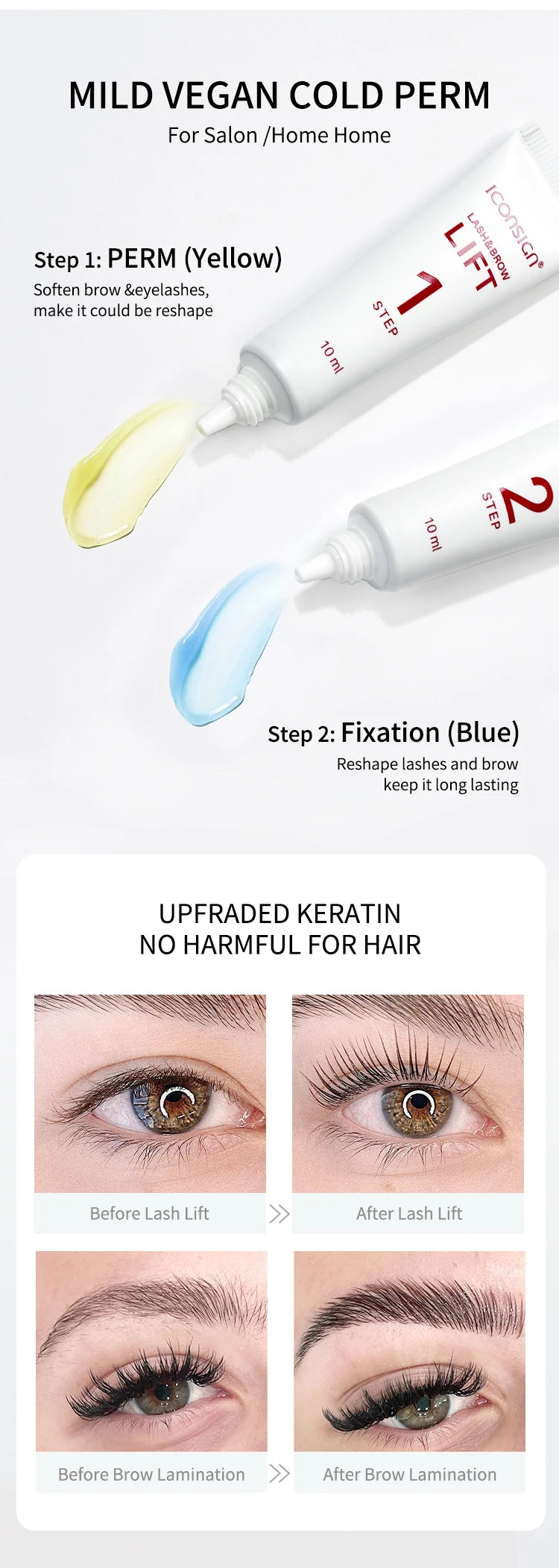 10ml Step 1 and 2 Fix Perming Set For Lash Brow Lift Perm Fixation Setting Lotion 8-12Minutes Lifting Eyelashes Eye Makeup Tool