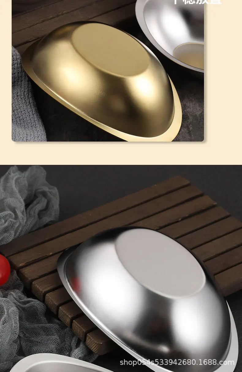 304 stainless steel golden ingot bowl Korean salad bowl commercial dessert snack bowl Korean cuisine tableware