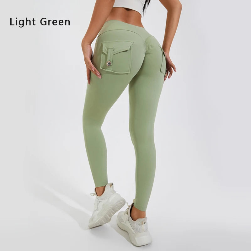 DIAS FIT JOY Nylon Yoga pants buttocks pocket tight pants women's sports fitness pants hip lifting Breathable No T Line