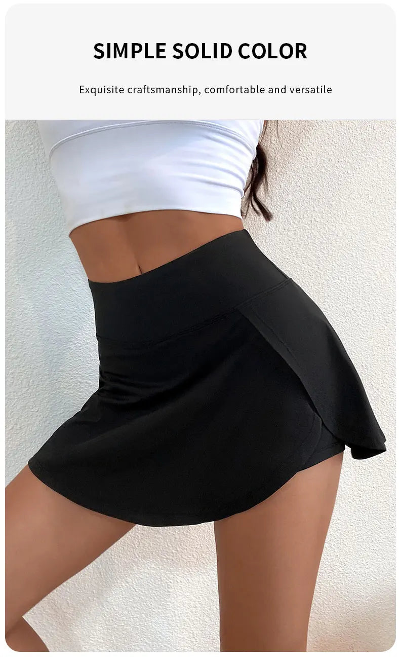 High Waist Sports Culottes Women Yoga Fitness Tennis Lining Anti Light Running Quick Drying Skirt Suitable for Running Yoga