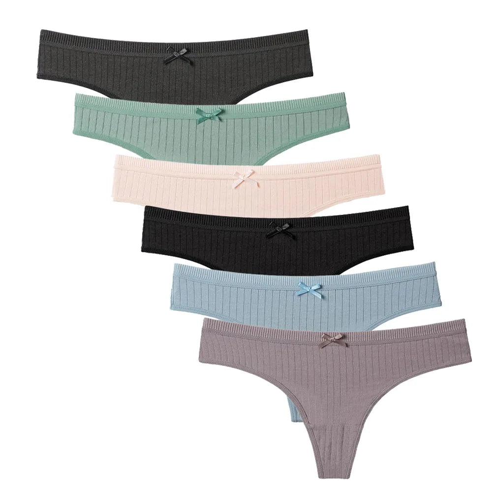 5 PCS/Set Cotton Panties G-String Women Panties Sexy Underwear Female Lingerie Thong For Woman Solid Color Intimate Pantys