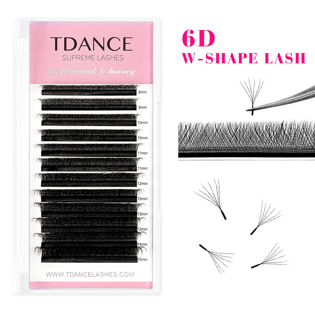 TDANCE 3D 4D 5D 6D Premade Fans Eyelash Extension W Style Faux Mink Natural Soft Bloom Lash Automatic Flowering Volume Eyelashes