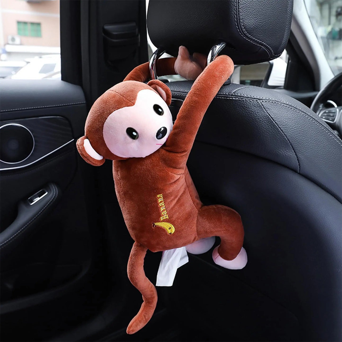 1PC Car Cute Monkey Hanging Tissue Box Car Paper Drawer Car Paper Drawer Car Paper Drawer