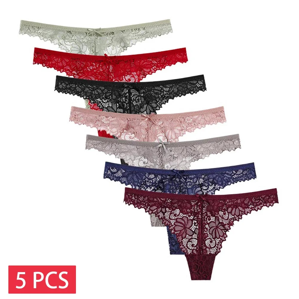 5 PCS/SET Sexy Women's Thongs Transparent Women Panties Underwear Solid G-String Female Underpants Intimates Lingerie