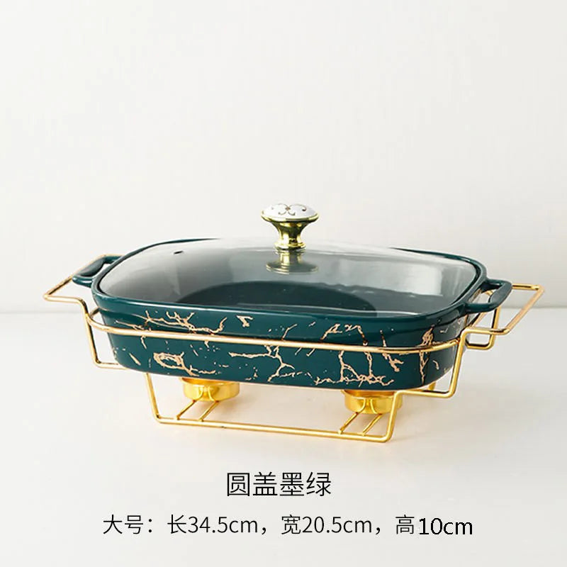 Rectangular amphora ceramic casserole home tableware light heat hotel dry soup pot creative pot holder with candle