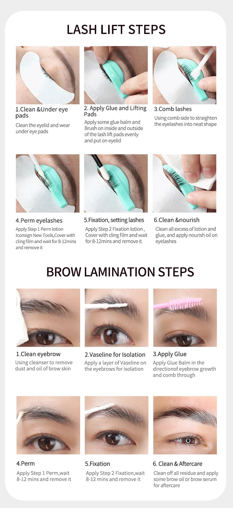 10ml Step 1 and 2 Fix Perming Set For Lash Brow Lift Perm Fixation Setting Lotion 8-12Minutes Lifting Eyelashes Eye Makeup Tool