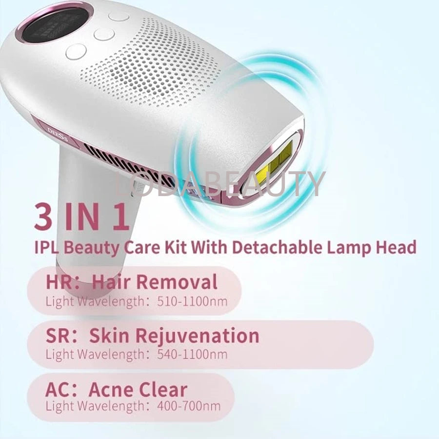 DEESS GP591 IPL Laser Hair Removal Device - Painless, Ice Cool, Unlimited Flashes for Face & Body At Home