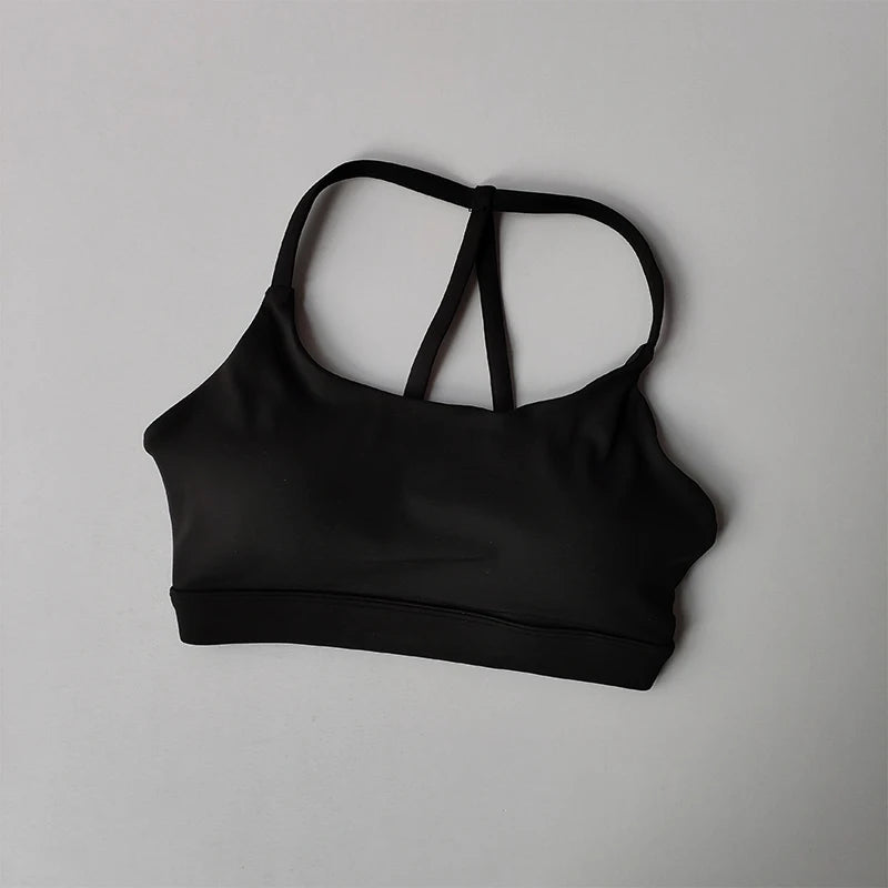 Nude Gathering Sports Bra Women's Sexy Back Shockproof Fitness Bra Quick Drying Pilates Training Sports Running Yoga Tank Top