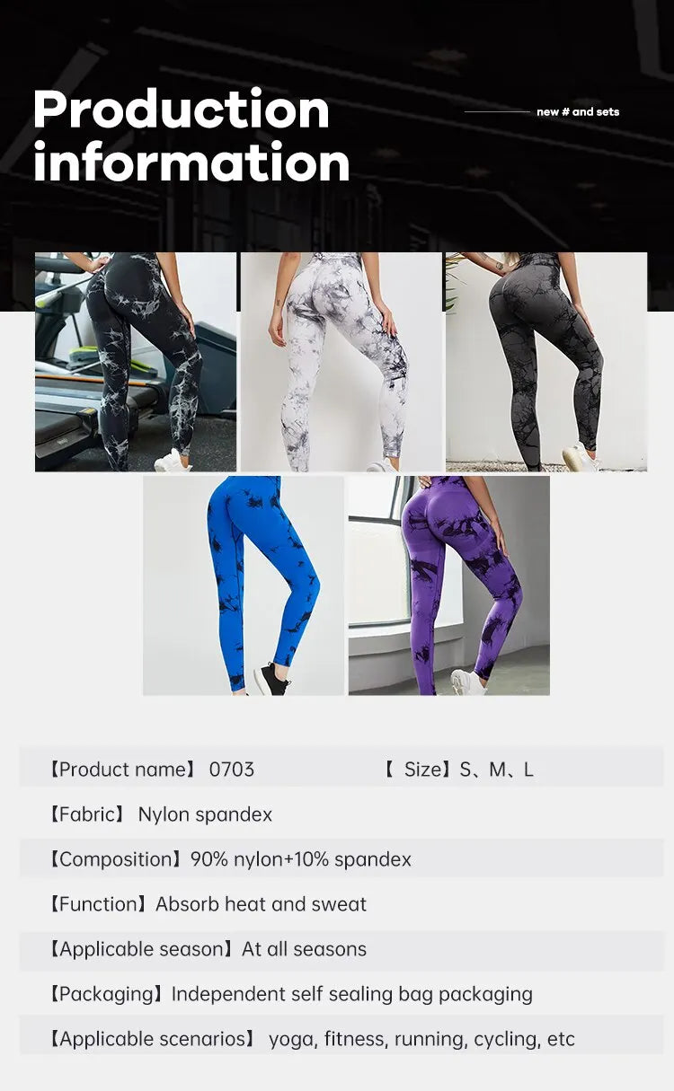 Tie Dye Seamless Leggings for Women High Waist Yoga Pants, Scrunch Butt Lifting Elastic Tights