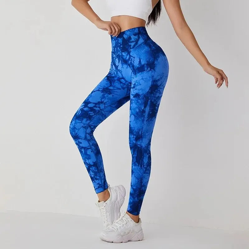 Tie Dye Seamless Leggings for Women High Waist Yoga Pants, Scrunch Butt Lifting Elastic Tights