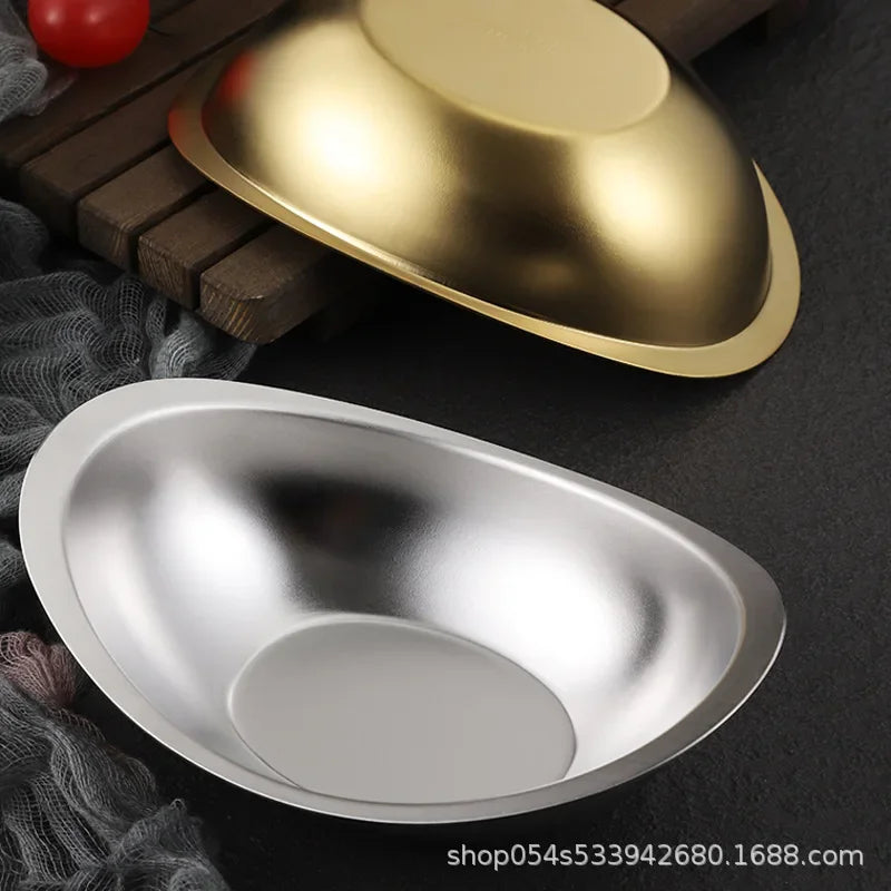 304 stainless steel golden ingot bowl Korean salad bowl commercial dessert snack bowl Korean cuisine tableware