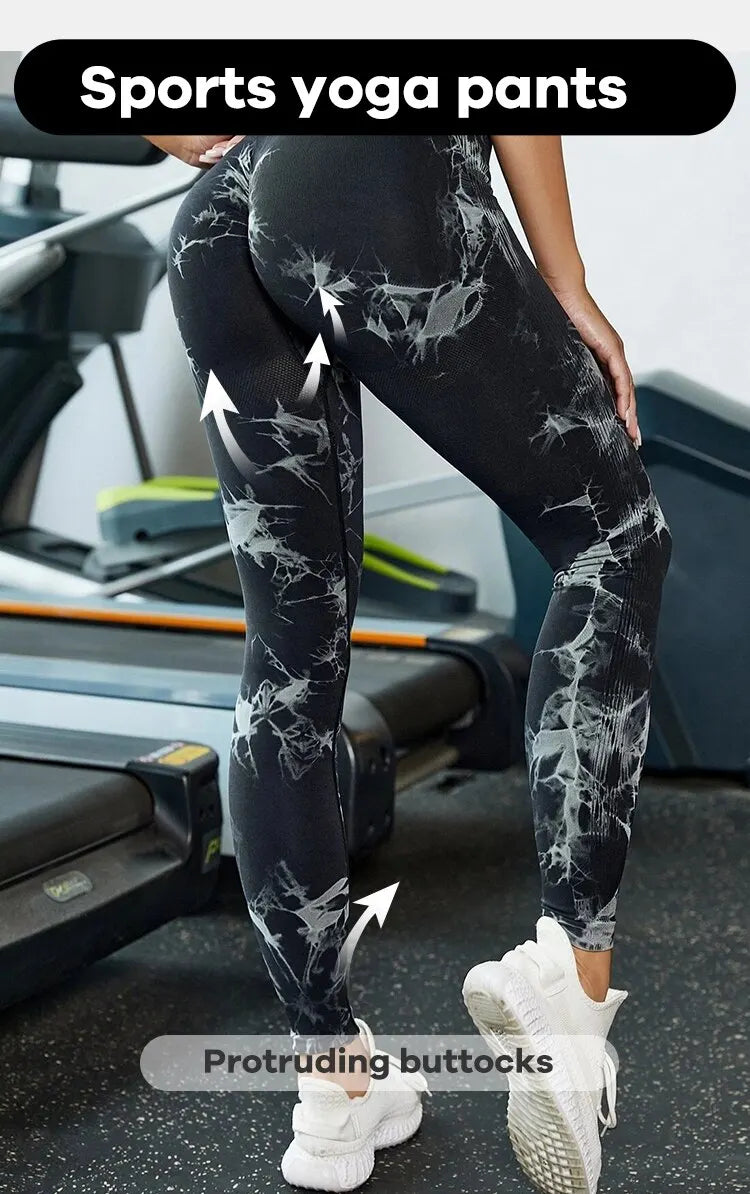 Tie Dye Seamless Leggings for Women High Waist Yoga Pants, Scrunch Butt Lifting Elastic Tights