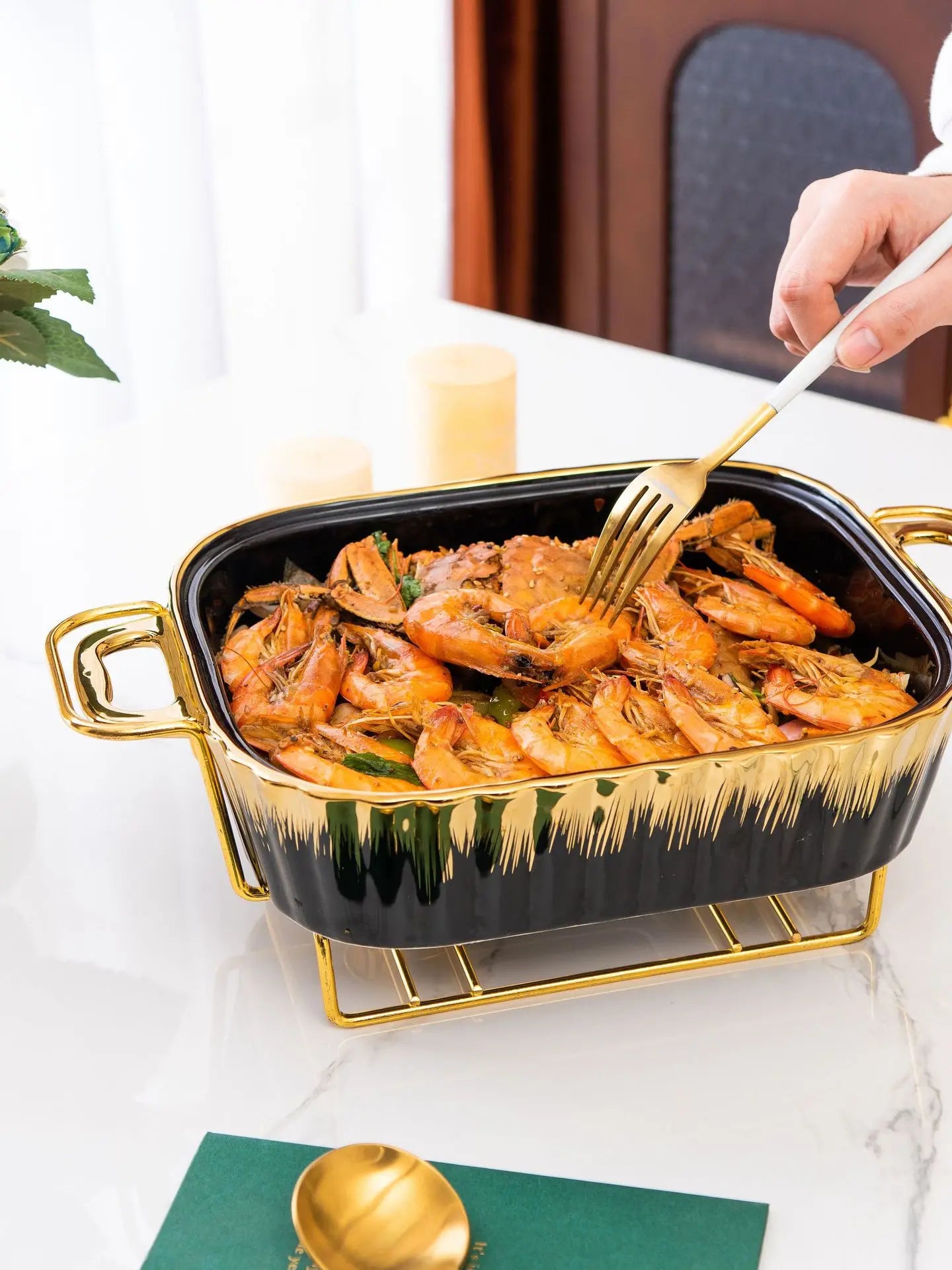 11inch   Rectangular ceramic pot baking tray tableware heated by light fire Hotel dry soup pot casserole creative pot rack