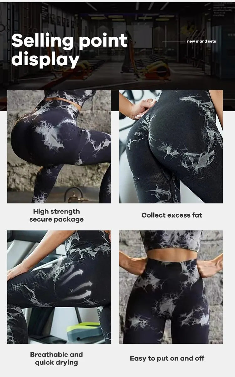 Tie Dye Seamless Leggings for Women High Waist Yoga Pants, Scrunch Butt Lifting Elastic Tights