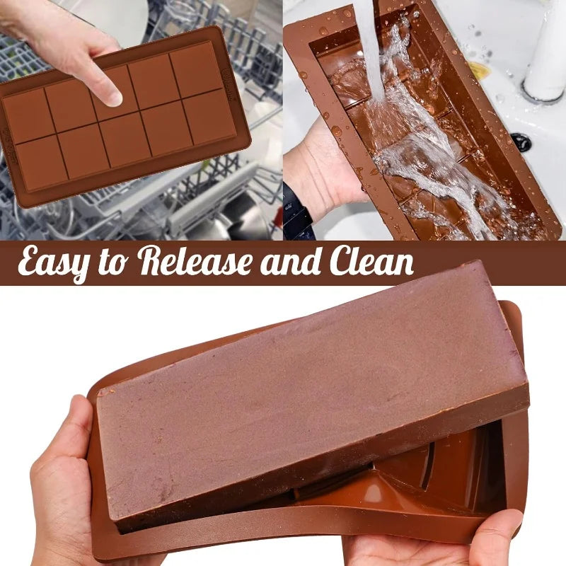 BestsellerChocolate Bar Molds 1 Pack, Large and Thick Silicone Chocolate Bar Molds for Stuffed Bar, Big Chocolate Candy Bar Mold