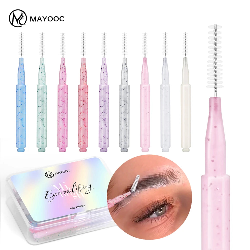 MAYOOC Mini Eyebrow Brush Brow Perm Brush Disposable Brow Lifting Brushes Bendable Micro Eyelash Brush Applicators Tools