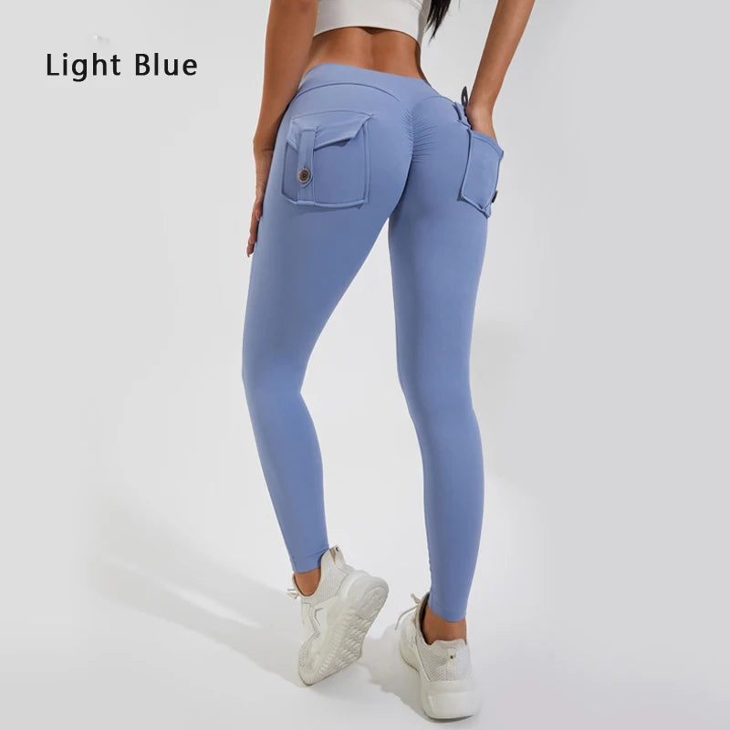 DIAS FIT JOY Nylon Yoga pants buttocks pocket tight pants women's sports fitness pants hip lifting Breathable No T Line