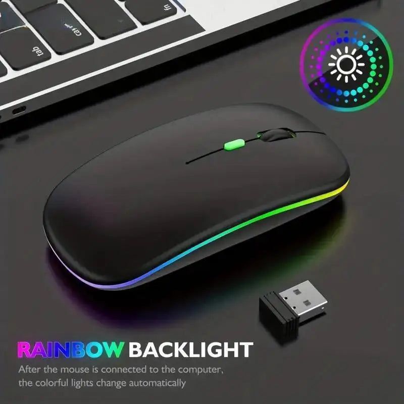 Wireless Mouse Gaming Mouse Backlight USB Compatible RGB Rechargeable Mice Silent Backlit Ergonomic Gaming Mouse for Laptop PC