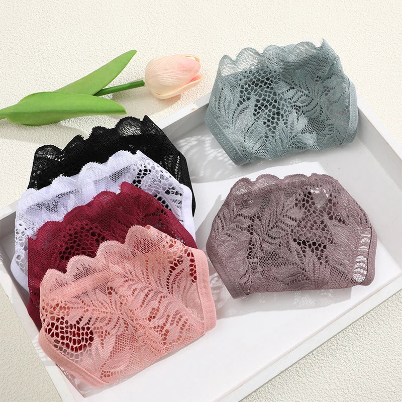 6Pcs/Set Lace Thong For Women Low Rise Soft Intimates Lingerie Sexy Lace Panties Color Ladies Comfortable Underpants Girls Panty