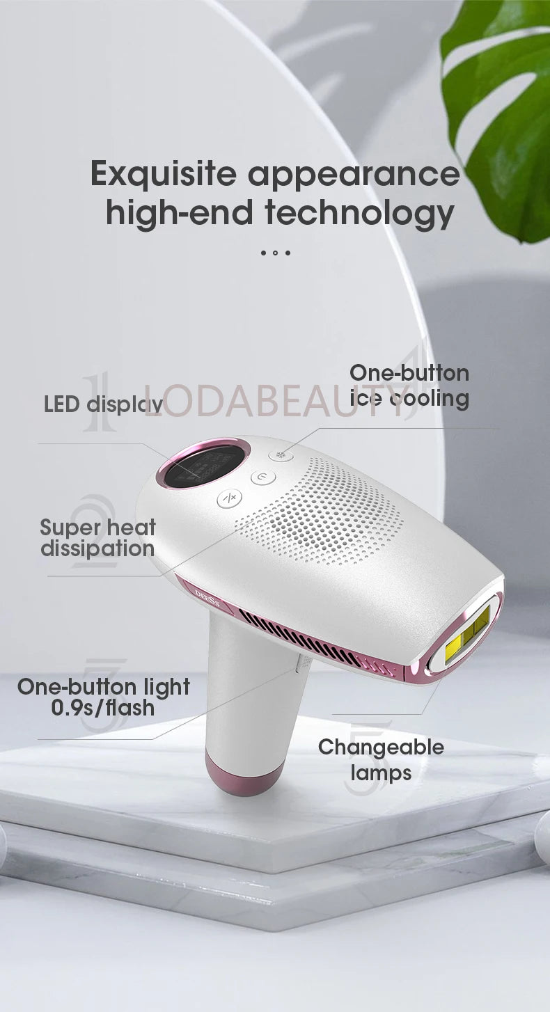 DEESS GP591 IPL Laser Hair Removal Device - Painless, Ice Cool, Unlimited Flashes for Face & Body At Home