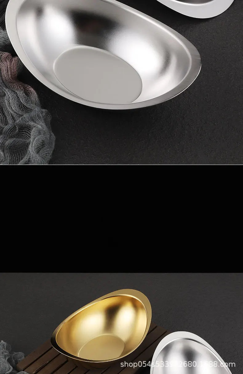 304 stainless steel golden ingot bowl Korean salad bowl commercial dessert snack bowl Korean cuisine tableware