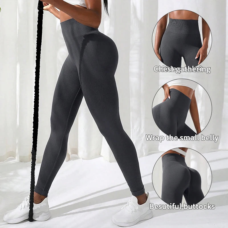 Women Pants Gym Yoga Seamless Sports Clothes Stretchy High Waist Athletic Exercise Fitness Leggings