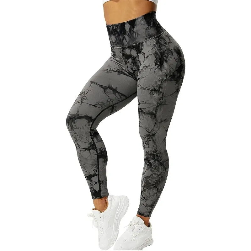 Tie Dye Seamless Leggings for Women High Waist Yoga Pants, Scrunch Butt Lifting Elastic Tights