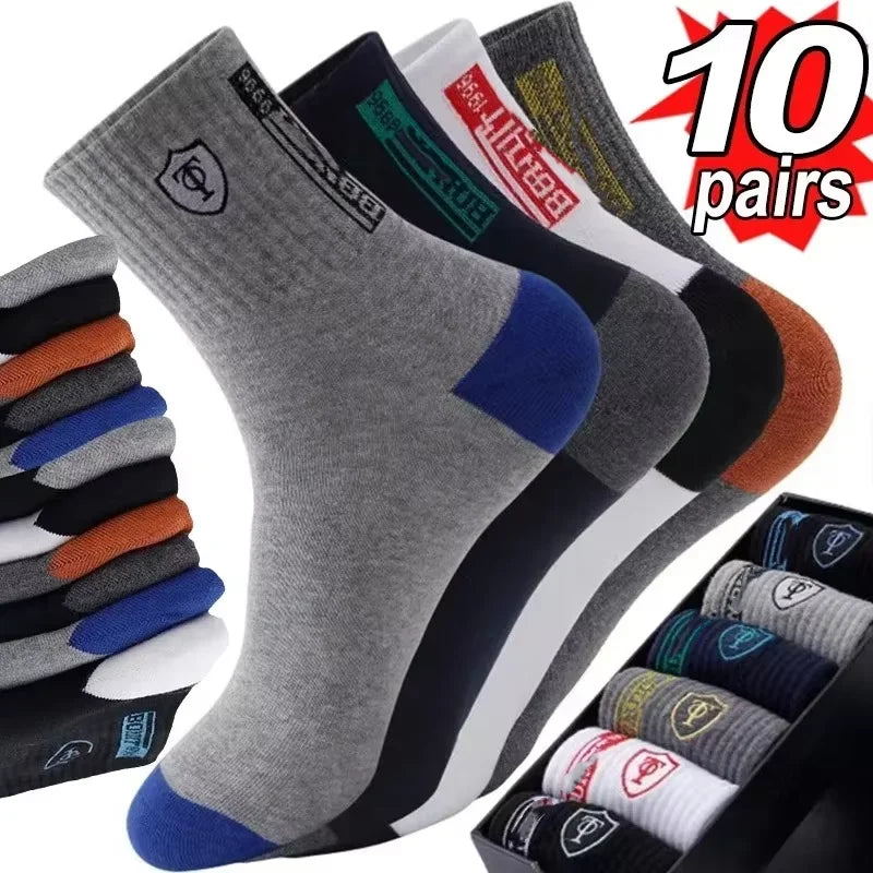 5Pairs Breathable Cotton Sports Stockings Men Bamboo Fiber Autumn and Winter Men Socks Sweat Absorption Deodorant Business Sox