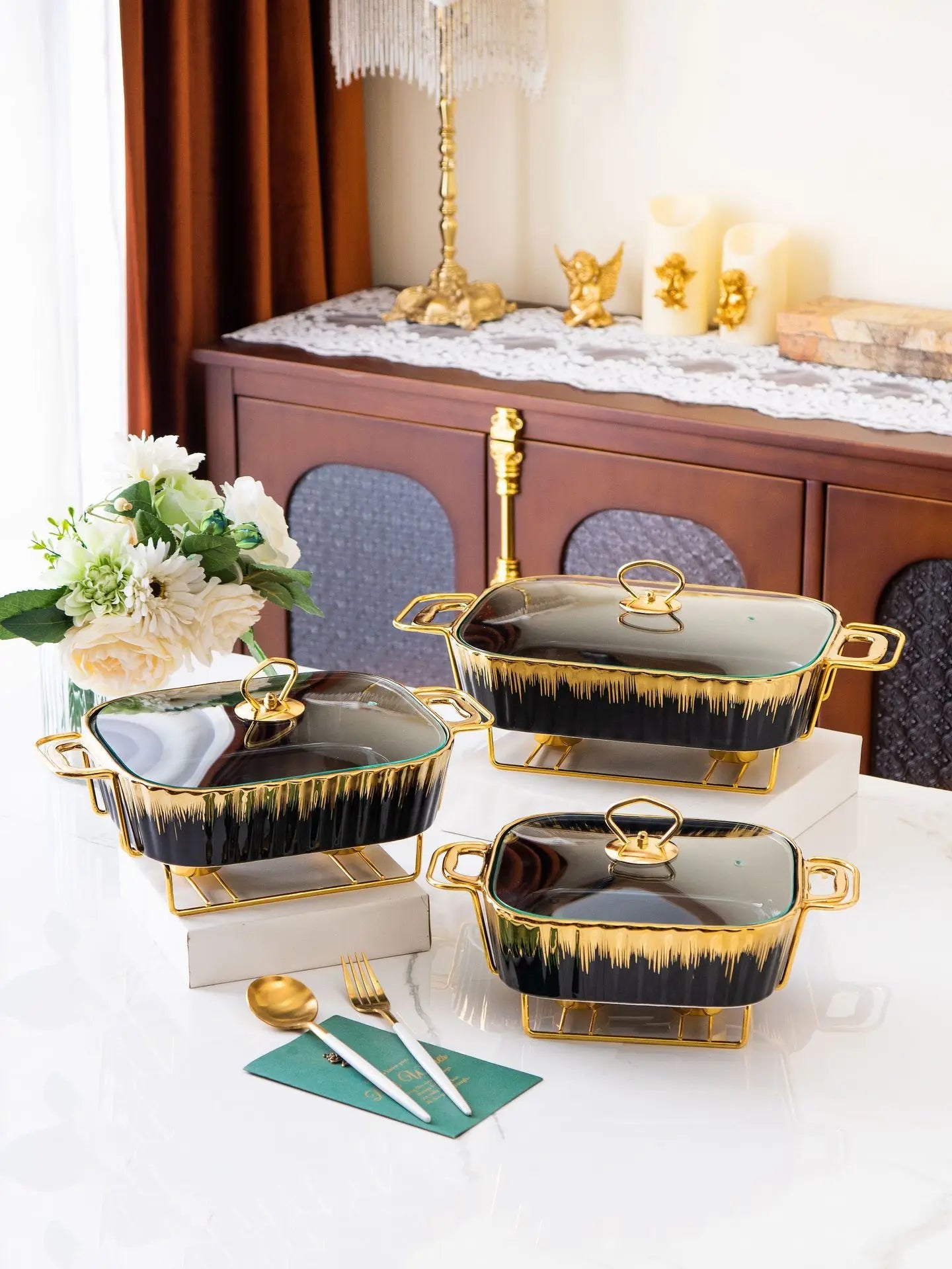 11inch   Rectangular ceramic pot baking tray tableware heated by light fire Hotel dry soup pot casserole creative pot rack