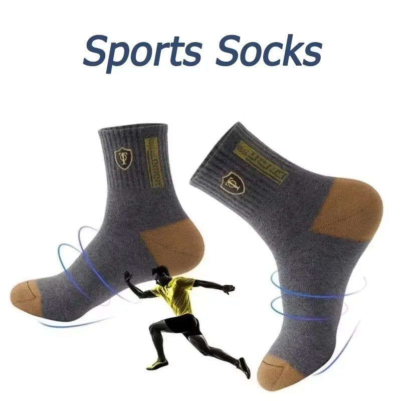 5Pairs Breathable Cotton Sports Stockings Men Bamboo Fiber Autumn and Winter Men Socks Sweat Absorption Deodorant Business Sox