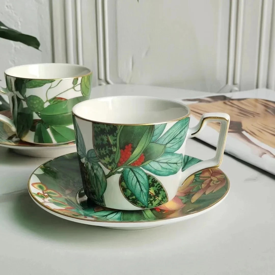 Single Green Leaf Tableware, Food Plates, Coffeeware, Teaware, Coffee Cup Saucers, Mug, Bowl, Dinner Plate, Tray, for Kitchen