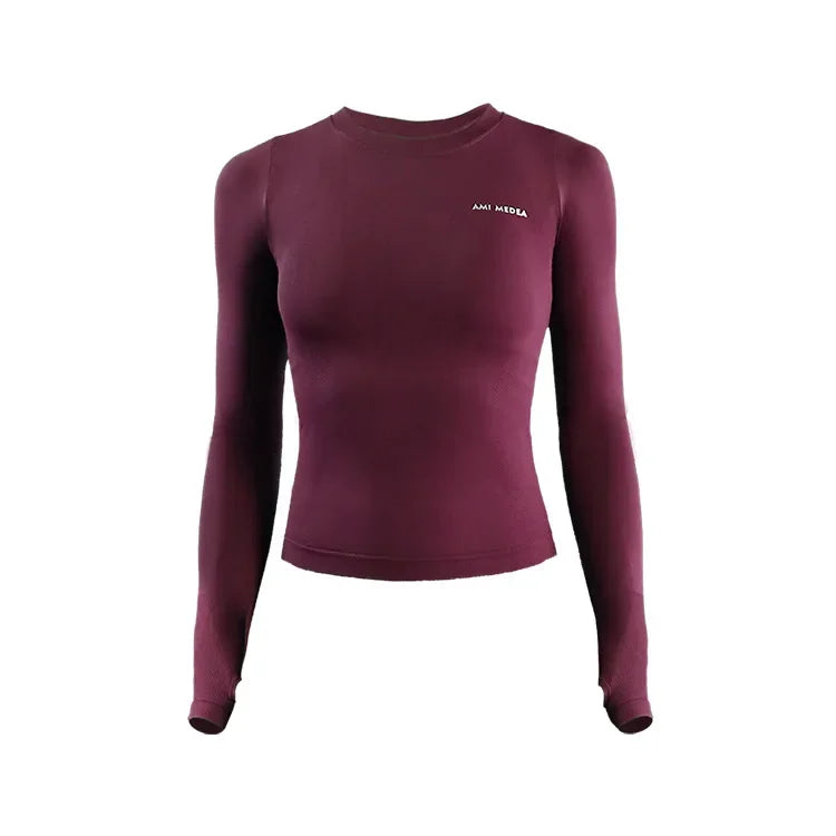 Women's Long Sleeve Top Yoga Shirts Running T-Shirt Workout Fitness Gym Sports Top Training Crop Top Solidcolor лонгслив женский