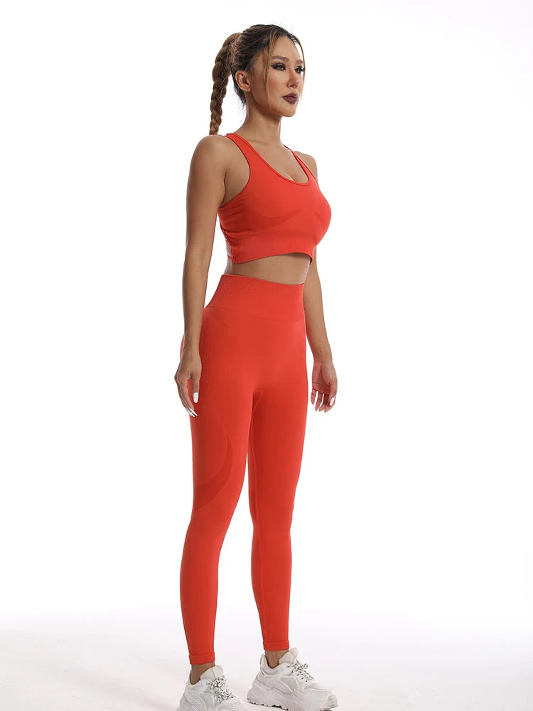 Women's tracksuit Fitness Yoga Sets Sportswear Workout Sports Bra+High Waist Leggings Gym Clothing Seamless Sports Suits