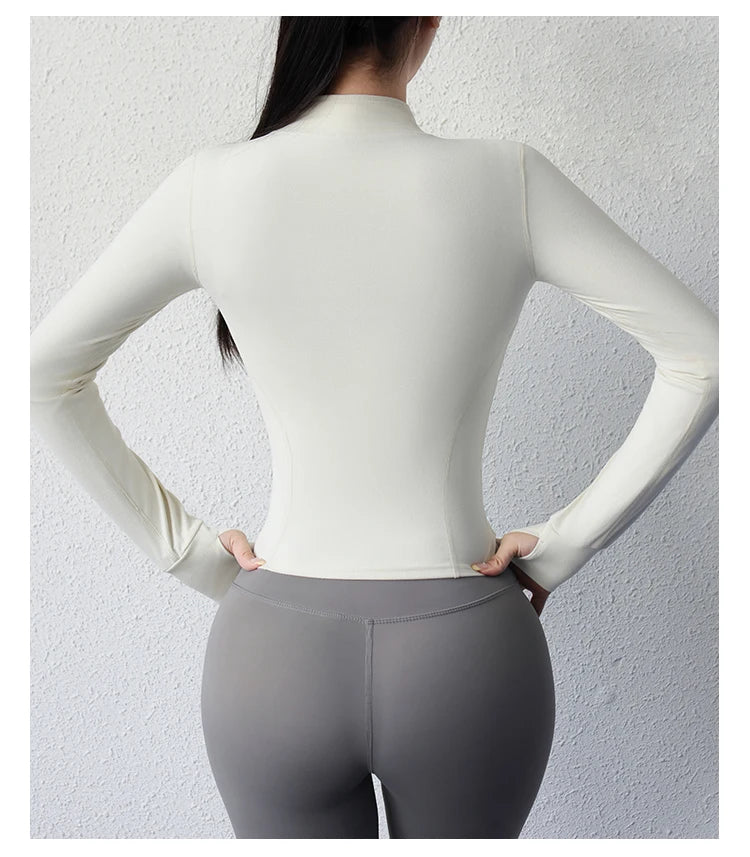 2023 New yoga coat short sports jacket women's fitness clothes slimming body sculpting zipper yoga jacket