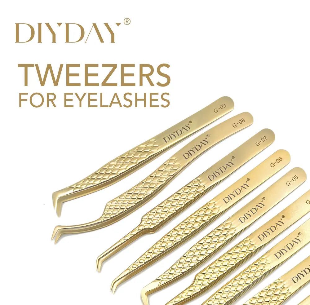 DIYDAY Anti-slip Eyelash Extension Tweezers Stainless Steel Fiber Tip Lashes Precision Tweezer for Makeup Tools