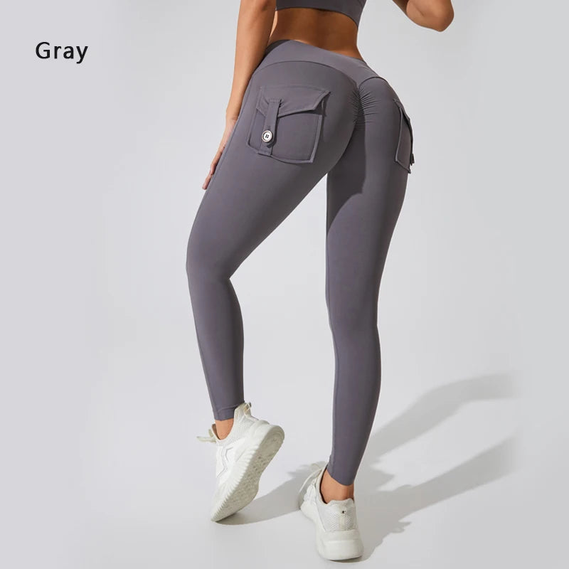 DIAS FIT JOY Nylon Yoga pants buttocks pocket tight pants women's sports fitness pants hip lifting Breathable No T Line