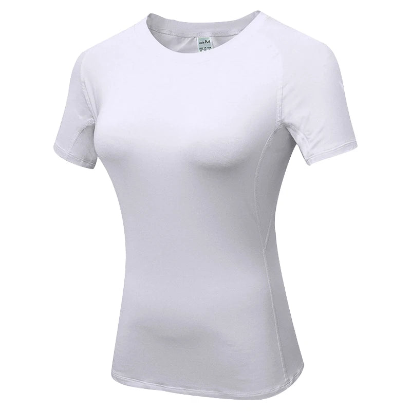 Women's Compression Shirt Short Sleeve Athletic Yoga Running T-Shirt Summer Gym Workout Quick Dry Stretchy Tees Tops Baselayer