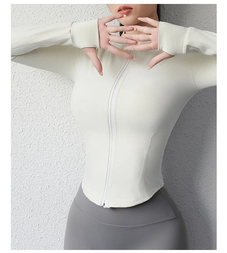 2023 New yoga coat short sports jacket women's fitness clothes slimming body sculpting zipper yoga jacket