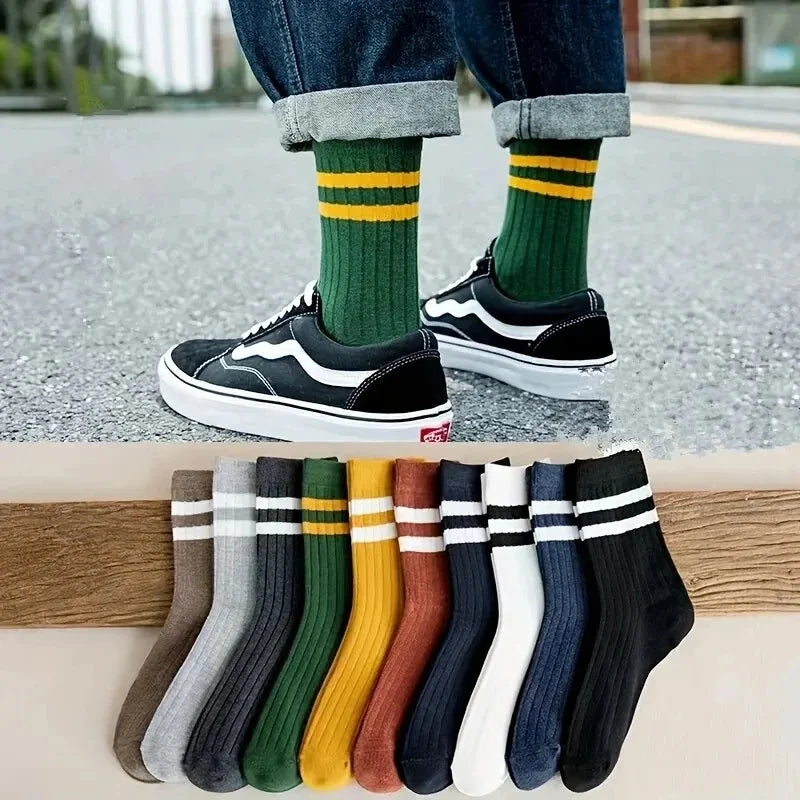 10 Pairs Breathable Cotton Sports Stockings Men Bamboo Fiber Autumn and Winter Men Socks Sweat Absorption Deodorant Business Sox