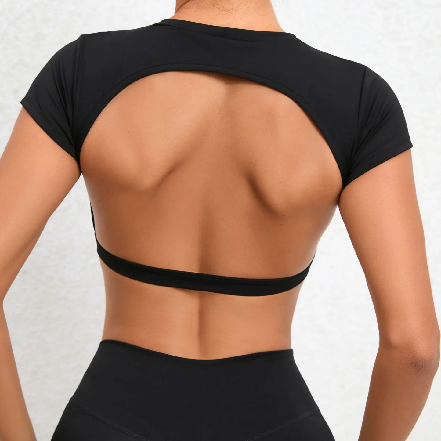 Hearuisavy Sports Shirts Breathable Workout Tops Fitness Sportswear Female Backless Yoga Clothing Sport Crop Tops Women Gym Top