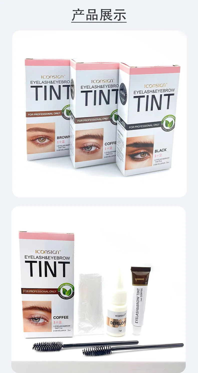 3Colors Eyelash Eyebrow Dye Tint Kit Fast Tint Brow Dye Gel Eyebrow Cream Brow Enhancers Henna Mascara Makeup Tool