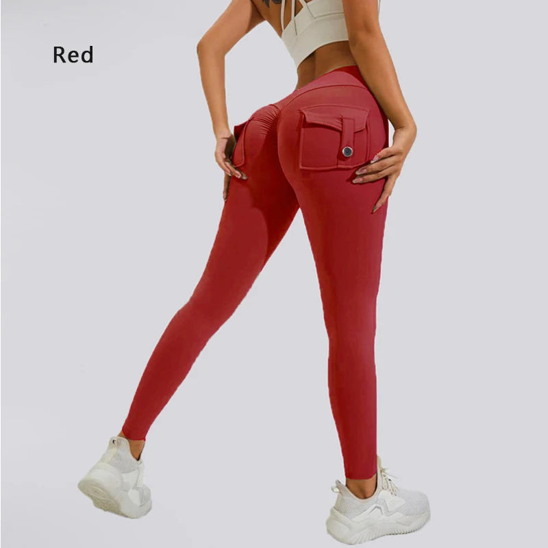 DIAS FIT JOY Nylon Yoga pants buttocks pocket tight pants women's sports fitness pants hip lifting Breathable No T Line