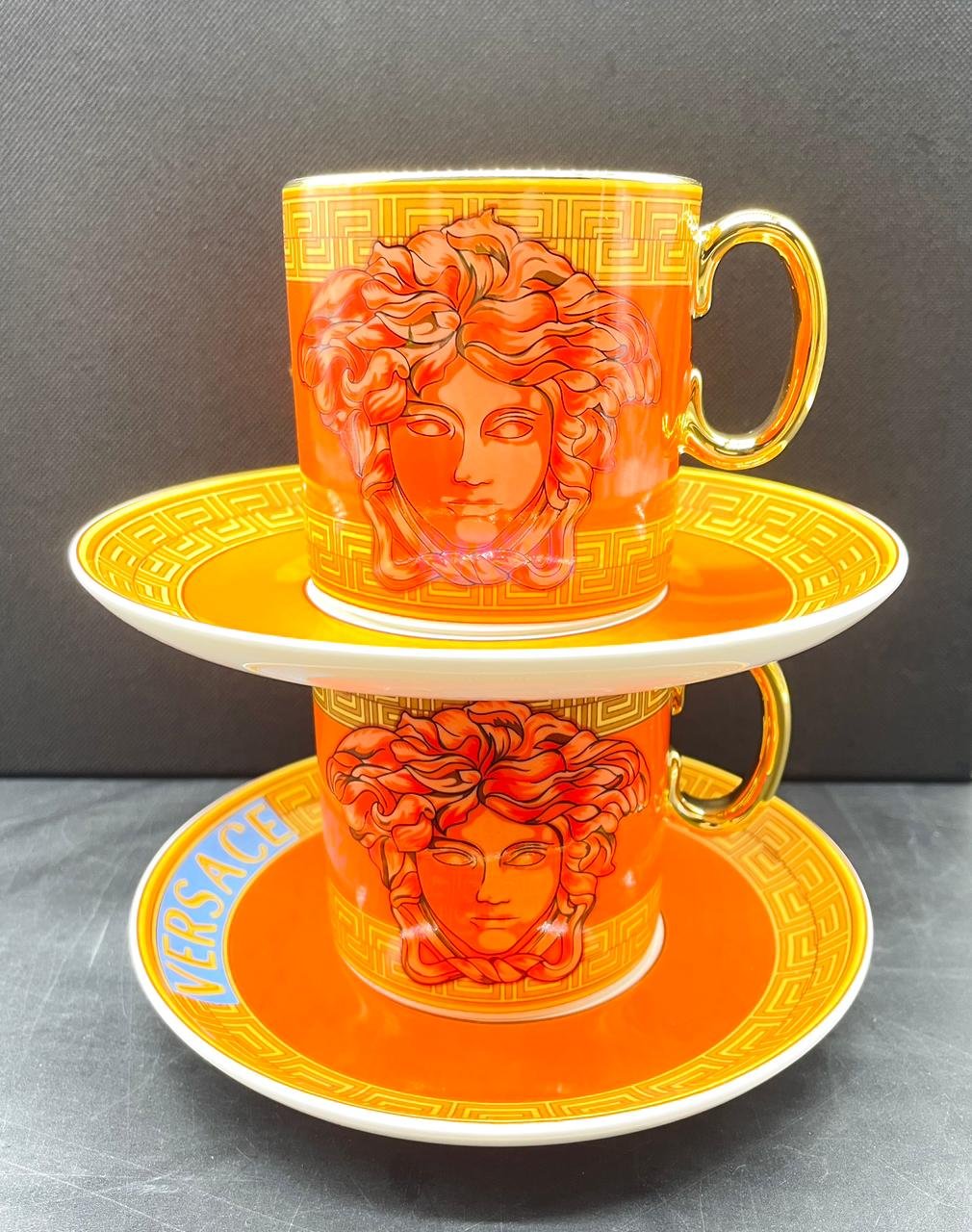 Versace cup set of 2 serving orang - Versace Cups | Aleppo Gift UAE