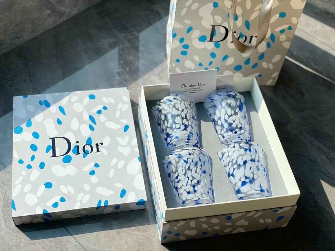set of four blue and white glasses - Dior Cups | Aleppo Gift UAE